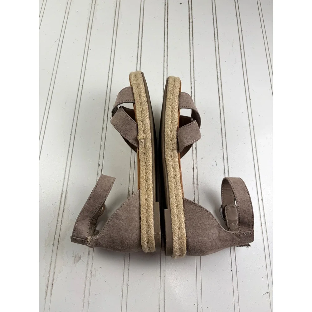 A.N.A Blaze Taupe Faux Suede Espadrille Ankle Strap Sandals Women's Size 7